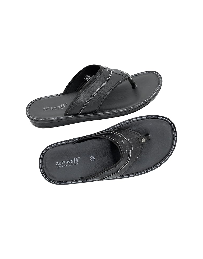 AEROWALK Black Stylish V-Shape Fashion Sandal Slipper for Men 1.2