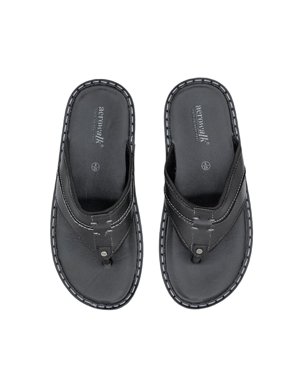 AEROWALK Black Stylish Slipper for Men