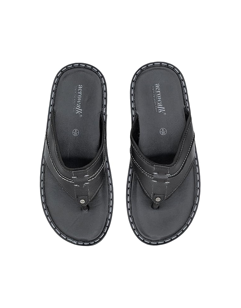 AEROWALK Black Stylish V-Shape Fashion Sandal Slipper for Men 1.4