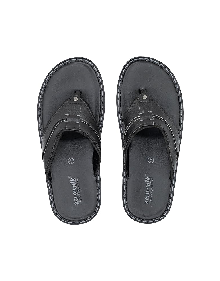 AEROWALK Black Stylish V-Shape Fashion Sandal Slipper for Men 1.4
