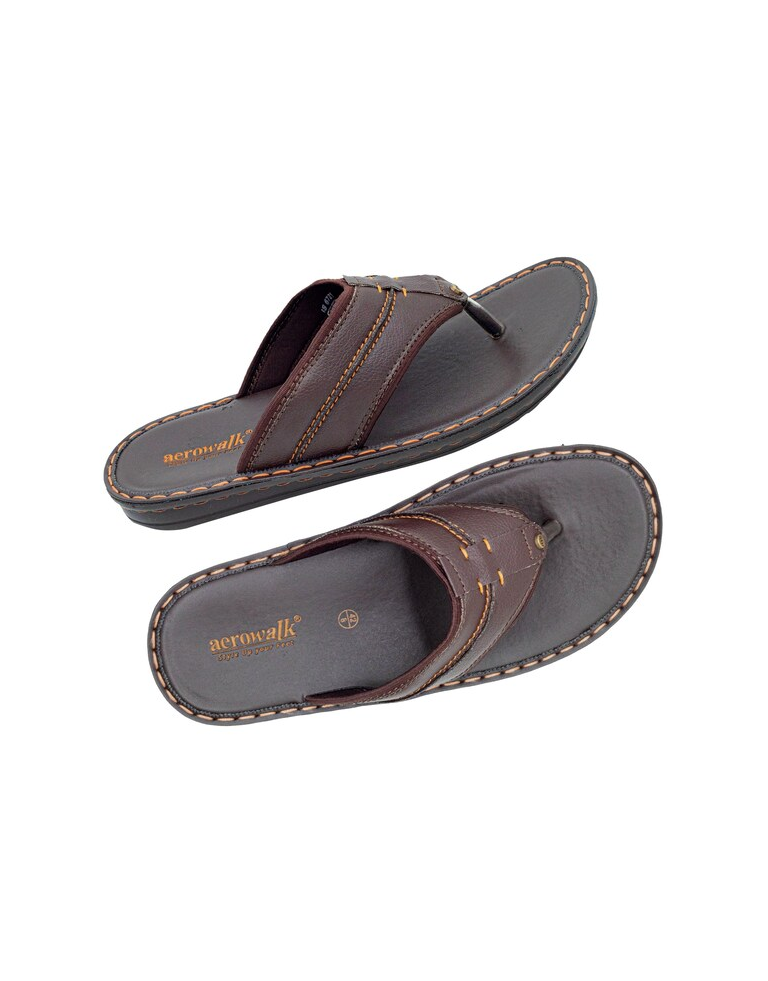 AEROWALK Brown Stylish V-Shape Fashion Sandal Slipper for Men 1.4