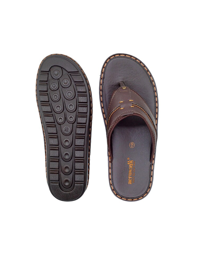 AEROWALK Brown Stylish V-Shape Fashion Sandal Slipper for Men 1.5