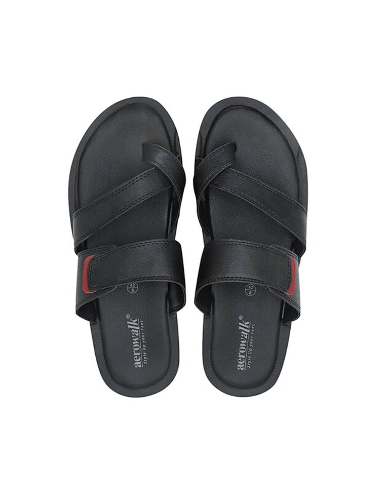 Aerowalk Black Style Up your Feet T-Shape Fashion Slipper for Men 1.6