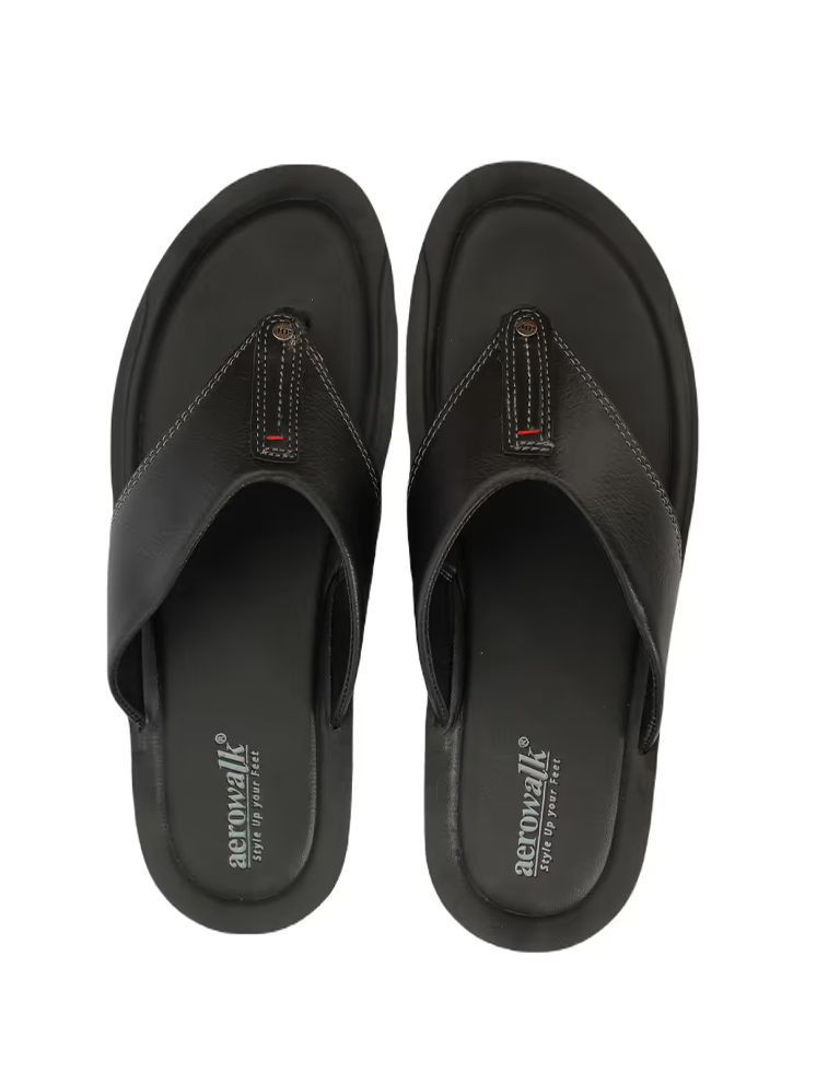 Aerowalk Black Thong-Strap Slip-On Flip-Flops 1.5
