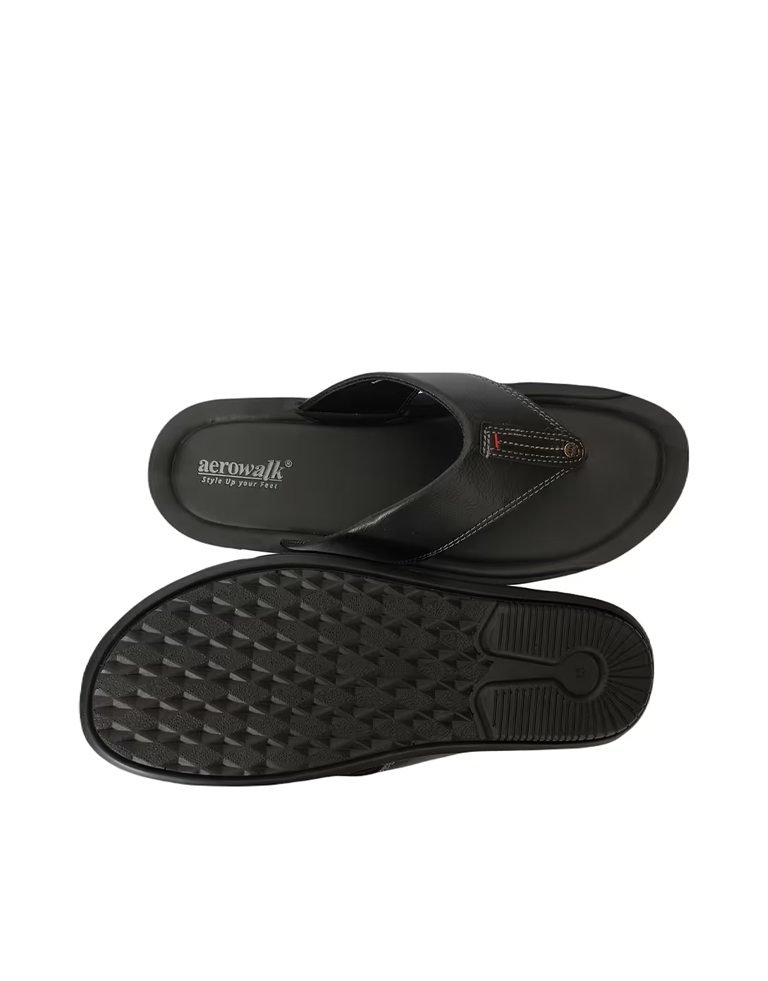 Aerowalk Black Thong-Strap Slip-On Flip-Flops 1.6