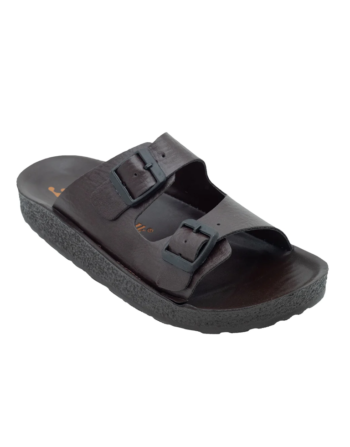 Aerowalk Men Brown Mule Shape Slipper with Double Buckle Styling